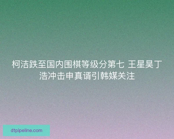 柯洁跌至国内围棋等级分第七 王星昊丁浩冲击申真谞引韩媒关注