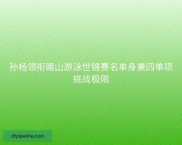 孙杨领衔喀山游泳世锦赛名单身兼四单项挑战极限